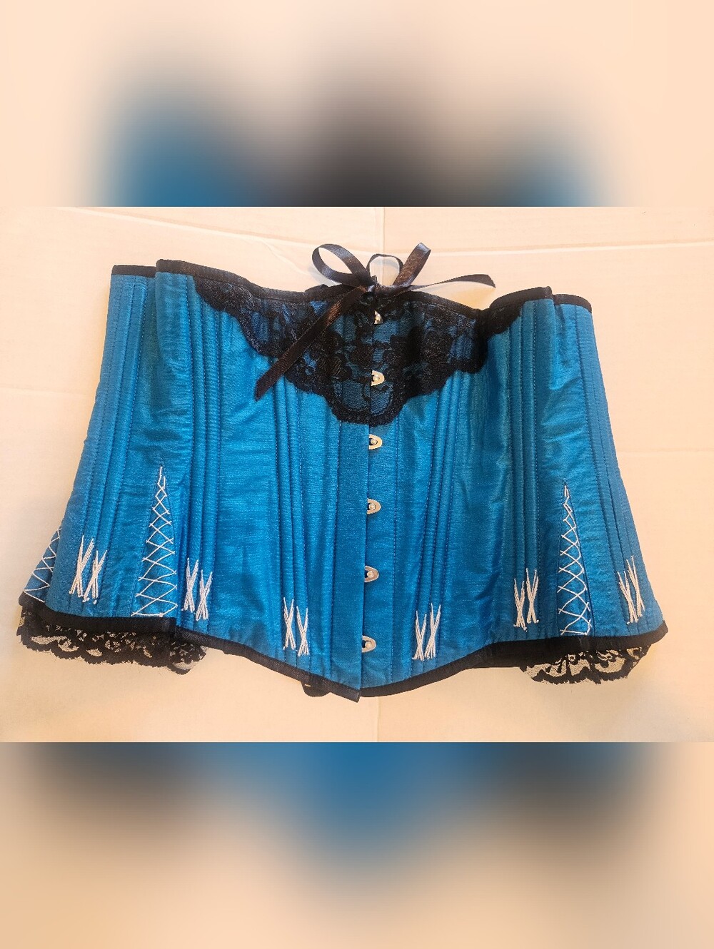 Teal Steel Boned Corset Story Corset- Size 32